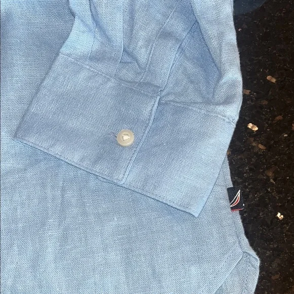 Nautica Linen Blend Light Blue Button-Down Shirt Women’s - Picture 5 of 8